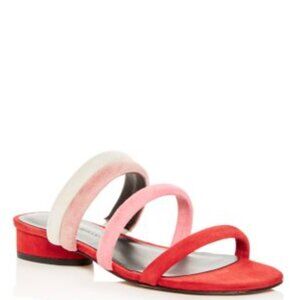 Rebecca Minkoff Kade Suede Slide Sandals Red Pink